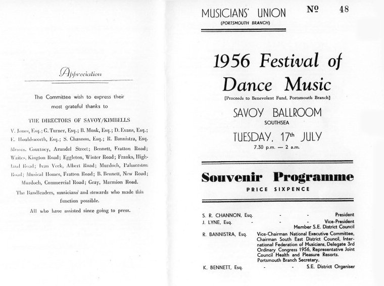 1956 Festival of Dance Music Programme