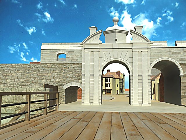 Passing from Point across the drawbridge towards King James Gate